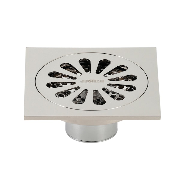 Watercourse Sunburst 4" Square Grid Shower Drain, Nickel